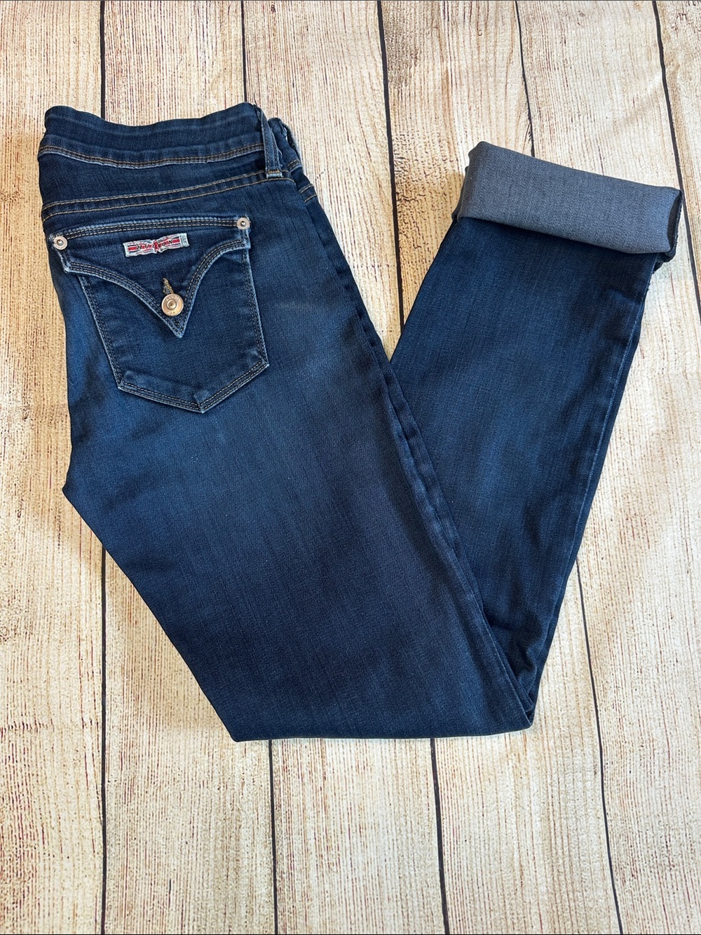 Hudson Ginny Crop Straight Cuff Jeans Dark Wash 27